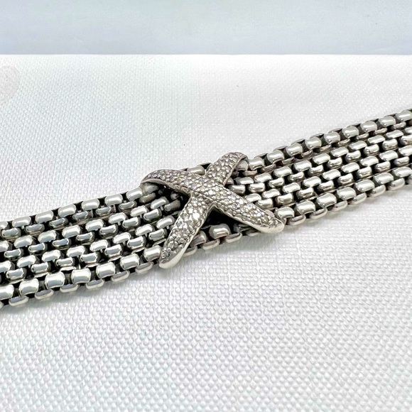 David Yurman Diamond 18k Gold 925 Silver X 4 Box Chain Bracelet - Picture 13 of 14